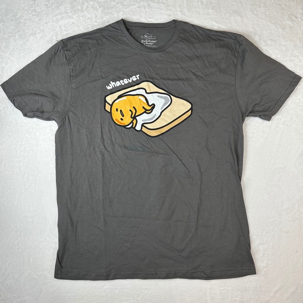 NWOT Gudetama Sanrio Whatever Lazy Egg Toast Graphic T-Shirt Gray XL